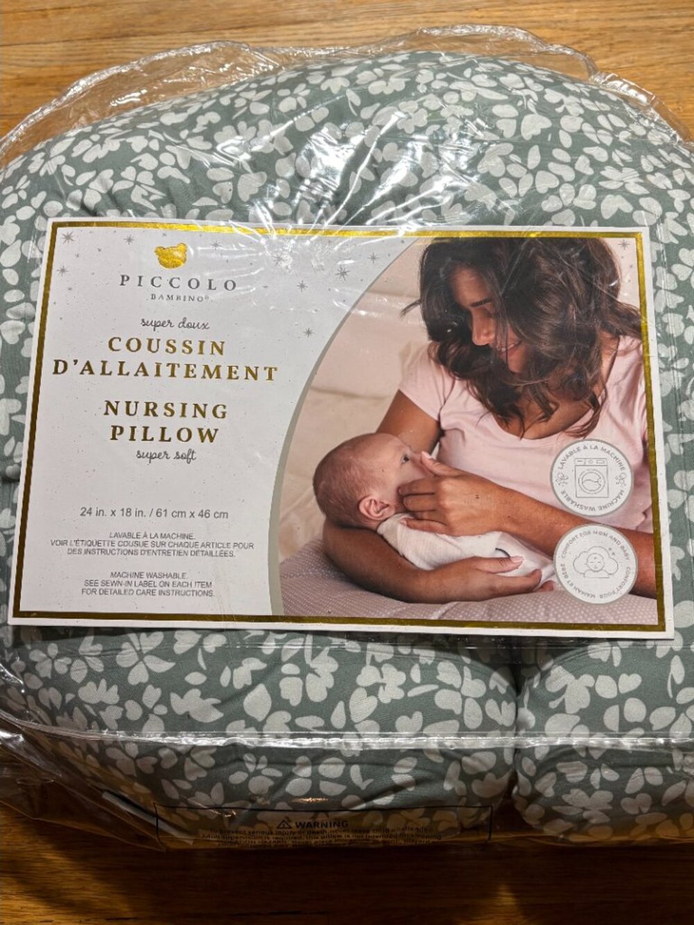 Piccolo Bambino Nursing Pillow 24” x 18” Sage Floral NWOT Unused